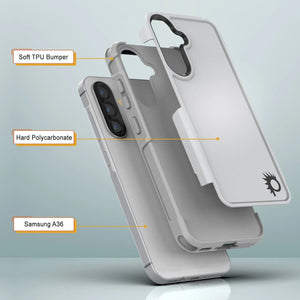 Punkcase Galaxy A36 Case, [Serie Spartan 2.0] Carrera de servicio pesado resistente [blanco]