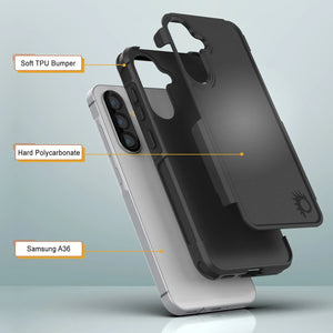 Punkcase Galaxy A36 Case, [Serie Spartan 2.0] Carrera de servicio pesado resistente [negro]