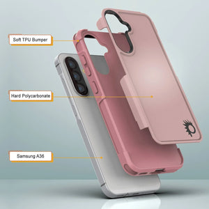 Punkcase Galaxy A36 Case, [Serie Spartan 2.0] Carrera de servicio pesado resistente [rosa]