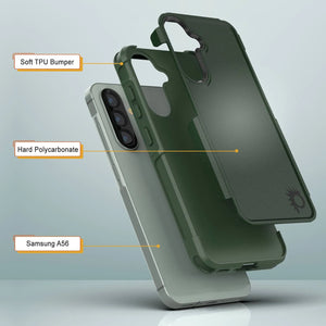 Punkcase Galaxy A56 Case, [Serie Spartan 2.0] Carrera de servicio pesado resistente [verde oscuro]