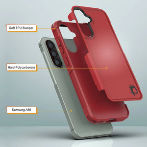 Punkcase Galaxy A56 Case, [Serie Spartan 2.0] Carrera de servicio pesado resistente [rojo]