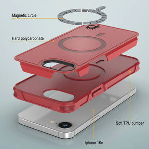 Punkcase iPhone 16E Case, [Serie Spartan 2.0] Carrera de servicio pesado resistente con protector de pantalla incorporado [rojo]