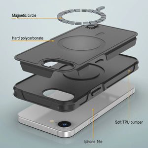 Punkcase iPhone 16E Case, [Serie Spartan 2.0] Carrera de servicio pesado resistente con protector de pantalla incorporado [negro]