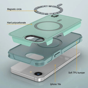 Punkcase iPhone 16E Case, [Serie Spartan 2.0] Carrera de servicio pesado resistente con protector de pantalla incorporado [verde azulado]