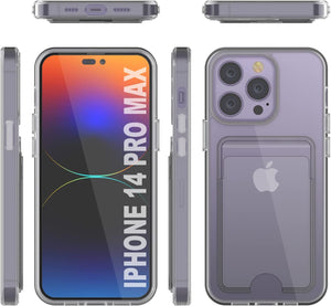 Funda para iPhone 14 Pro Max con soporte para tarjetas [Crystal CardSlot Series] [Ajuste Delgado]