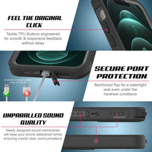 Cargar imagen en el visor de la galería, FEEL THE ORIGINAL CLICK Tactile TPU Buttons engineered for smooth &amp; responsive feedback without delay SECURE PORT PROTECTION Reinforced flap for a watertight seal even under the harshest conditions Oversize charger cable may not be fit UNPARALLED SOUND QUALITY Newly designed sound membranes will keep your phone waterproof whilst ensuring crystal clear communications (Color in image: Black)
