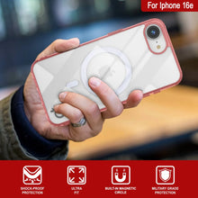 Cargar imagen en el visor de la galería, Punkcase iPhone 16E Case de carga inalámbrica magnética [Serie ClearMag] [Rojo]
