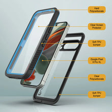 Cargar imagen en el visor de la galería, Caso impermeable de Google Pixel 9 Pro XL, cubierta de armadura punkcase [serie extrema] con protector de pantalla incorporado [azul claro]
