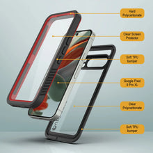 Cargar imagen en el visor de la galería, Caso impermeable de Google Pixel 9 Pro XL, Punkcase [serie extrema] Cubierta de armadura con protector de pantalla incorporado [rojo]
