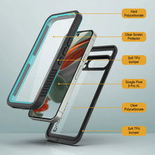 Cargar imagen en el visor de la galería, Caso impermeable de Google Pixel 9 Pro XL, cubierta de armadura punkcase [serie extrema] con protector de pantalla incorporado [verde azulado]
