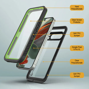 Caso impermeable de Google Pixel 9 Pro XL, cubierta de armadura punkcase [serie extrema] con protector de pantalla incorporado [verde claro]