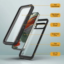 Cargar imagen en el visor de la galería, Caso impermeable de Google Pixel 9 Pro, cubierta de armadura punkcase [serie extrema] con protector de pantalla incorporado [negro]
