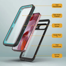 Cargar imagen en el visor de la galería, Caso impermeable de Google Pixel 9, cubierta de armadura punkcase [serie extrema] con protector de pantalla incorporado [verde azulado]
