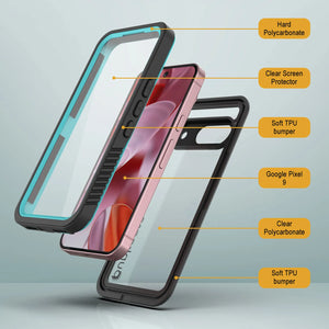 Caso impermeable de Google Pixel 9, cubierta de armadura punkcase [serie extrema] con protector de pantalla incorporado [verde azulado]