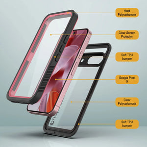 Caso impermeable de Google Pixel 9, cubierta de armadura punkcase [serie extrema] con protector de pantalla incorporado [rosa]