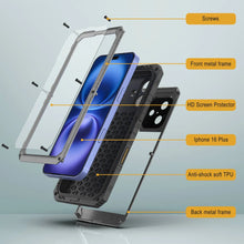 Cargar imagen en el visor de la galería, iPhone 16 Plus Metal Extreme 3.0 Serie Estuche impermeable aluminio IP68 w/buillt en la pantalla Protector y Kickstand [Silver]
