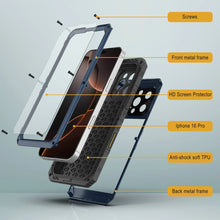 Load image into Gallery viewer, Caso impermeable de aluminio de la serie iPhone 16 Pro Metal Extreme 3.0 IP68 w/buillt en la pantalla Protector y Kickstand [azul]
