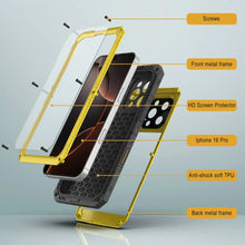 Load image into Gallery viewer, Caso impermeable de aluminio de la serie iPhone 16 Pro Metal 3.0 IP68 con protector de pantalla y Kickstand [amarillo]
