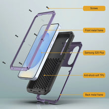Cargar imagen en el visor de la galería, Galaxy S25 más estuche de metal, cubierta de armadura de grado militar de servicio pesado [prueba de choque] Cuerpo completo duro [púrpura]
