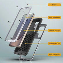 Cargar imagen en el visor de la galería, Caso de metal Ultra Galaxy S25, cubierta de armadura de grado militar de servicio pesado [prueba de choque] Cuerpo completo duro [blanco]
