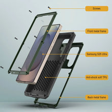 Cargar imagen en el visor de la galería, Galaxy S25 Case Ultra Metal, cubierta de armadura de grado militar de servicio pesado [prueba de choque] Cuerpo completo duro [verde oscuro]
