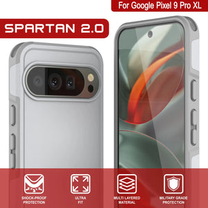 Punkcase Google Pixel 9 Pro XL Case, [Serie Spartan 2.0] Cubierta de servicio pesado resistente con protector de pantalla incorporado [blanco]