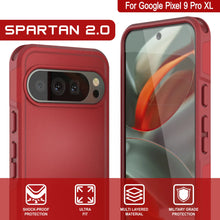 Cargar imagen en el visor de la galería, Punkcase Google Pixel 9 Pro XL Case, [Serie Spartan 2.0] Cubierta de servicio pesado resistente con protector de pantalla incorporado [rojo]
