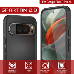 Punkcase Google Pixel 9 Pro XL Case, [Serie Spartan 2.0] Cubierta de servicio pesado resistente con protector de pantalla incorporado [negro]