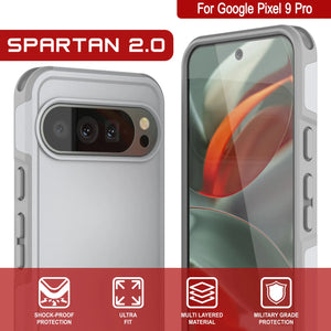 Punkcase Google Pixel 9 Pro Case, [Serie Spartan 2.0] Cubierta de servicio pesado resistente con protector de pantalla incorporado [blanco]