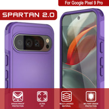 Cargar imagen en el visor de la galería, Punkcase Google Pixel 9 Pro Case, [Serie Spartan 2.0] Cubierta de servicio pesado resistente con protector de pantalla incorporado [Púrpura]
