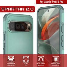 Cargar imagen en el visor de la galería, Punkcase Google Pixel 9 Pro Case, [Serie Spartan 2.0] Carrera de servicio pesado resistente con protector de pantalla incorporado [verde azulado]
