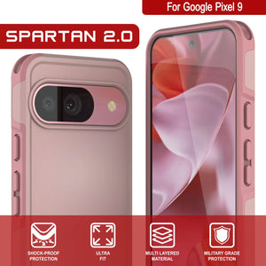 Punkcase Google Pixel 9 Case, [Serie Spartan 2.0] Cubierta de servicio pesado resistente con protector de pantalla incorporado [rosa]