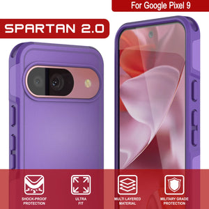 Punkcase Google Pixel 9 Case, [Serie Spartan 2.0] Cubierta de servicio pesado resistente con protector de pantalla incorporado [Purple]