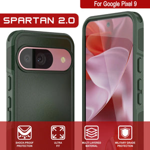 Punkcase Google Pixel 9 Case, [Serie Spartan 2.0] Cubierta de servicio pesado resistente con protector de pantalla incorporado [verde oscuro]