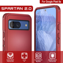 Load image into Gallery viewer, Funda PunkCase para Google Pixel 9, [Serie Spartan 2.0], transparente, resistente y duradera, con protector de pantalla incorporado [rojo]
