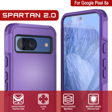 Load image into Gallery viewer, Funda PunkCase para Google Pixel 9, [Serie Spartan 2.0], transparente, resistente y duradera, con protector de pantalla incorporado [morado]
