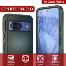 Load image into Gallery viewer, Funda PunkCase para Google Pixel 9, [Serie Spartan 2.0], transparente, resistente y duradera, con protector de pantalla incorporado [verde oscuro]
