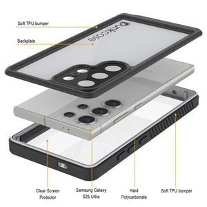 Caso de galaxy S25 Ultra Waterproof, Punkcase Studstar White White Fin 6.6 pies IP68 IP68 Prueba de choque/nieve