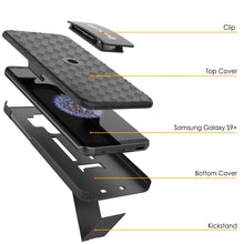Cargar imagen en el visor de la galería, Punkcase Galaxy S9 PLUS Case With Screen Protector, Holster Belt Clip &amp; Built-In Kickstand Non Slip Dual Layer Hybrid TPU Full Body Protection [Thin Fit] for Samsung Galaxy S9+ Edge [Black] 
