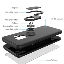 Cargar imagen en el visor de la galería, Galaxy S9 Case, Punkcase Magnetix Protective TPU Cover W/ Kickstand, Ring Grip Holder &amp; Metal Plate for Magnetic Car Phone Mount PLUS PunkShield Screen Protector for Samsung S9 Edge [Black] (Color in image: blue)
