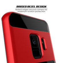 Cargar imagen en el visor de la galería, Galaxy S9 Case, PUNKcase [LUCID 3.0 Series] [Slim Fit] [Clear Back] Armor Cover w/ Integrated Kickstand, Anti-Shock System &amp; PUNKSHIELD Screen Protector for Samsung Galaxy S9 [Red] 
