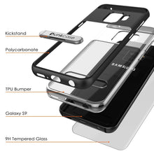 Cargar imagen en el visor de la galería, Galaxy S9 Case, PUNKcase [LUCID 3.0 Series] [Slim Fit] [Clear Back] Armor Cover w/ Integrated Kickstand, Anti-Shock System &amp; PUNKSHIELD Screen Protector for Samsung Galaxy S9 [Black] (Color in image: Blue)
