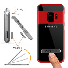 Cargar imagen en el visor de la galería, Galaxy S9 Case, PUNKcase [LUCID 3.0 Series] [Slim Fit] [Clear Back] Armor Cover w/ Integrated Kickstand, Anti-Shock System &amp; PUNKSHIELD Screen Protector for Samsung Galaxy S9 [Red] (Color in image: Rose Gold)
