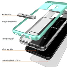 Cargar imagen en el visor de la galería, Galaxy S9+ Plus Case, PUNKcase [LUCID 3.0 Series] [Slim Fit] [Clear Back] Armor Cover w/ Integrated Kickstand, Anti-Shock System &amp; PUNKSHIELD Screen Protector for Samsung Galaxy S9+ Plus [Teal] (Color in image: Black)
