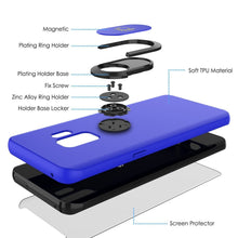 Cargar imagen en el visor de la galería, Galaxy S9 Case, Punkcase Magnetix Protective TPU Cover W/ Kickstand, Ring Grip Holder &amp; Metal Plate for Magnetic Car Phone Mount PLUS PunkShield Screen Protector for Samsung S9 Edge [Blue] (Color in image: black)
