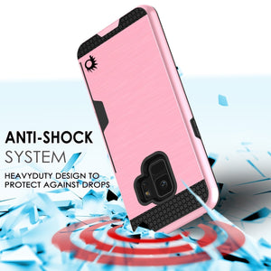 Galaxy S9 Case, PUNKcase [SLOT Series] [Slim Fit] Dual-Layer Armor Cover w/Integrated Anti-Shock System, Credit Card Slot [Pink] (Color in image: Gold)