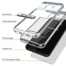 Cargar imagen en el visor de la galería, Galaxy S9 Case, PUNKcase [LUCID 3.0 Series] [Slim Fit] [Clear Back] Armor Cover w/ Integrated Kickstand, Anti-Shock System &amp; PUNKSHIELD Screen Protector for Samsung Galaxy S9 [Silver] (Color in image: Black)
