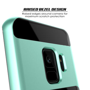 Galaxy S9 Case, PUNKcase [LUCID 3.0 Series] [Slim Fit] [Clear Back] Armor Cover w/ Integrated Kickstand, Anti-Shock System & PUNKSHIELD Screen Protector for Samsung Galaxy S9 [Teal] 