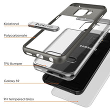 Cargar imagen en el visor de la galería, Galaxy S9 Case, PUNKcase [LUCID 3.0 Series] [Slim Fit] [Clear Back] Armor Cover w/ Integrated Kickstand, Anti-Shock System &amp; PUNKSHIELD Screen Protector for Samsung Galaxy S9 [Grey] (Color in image: Black)

