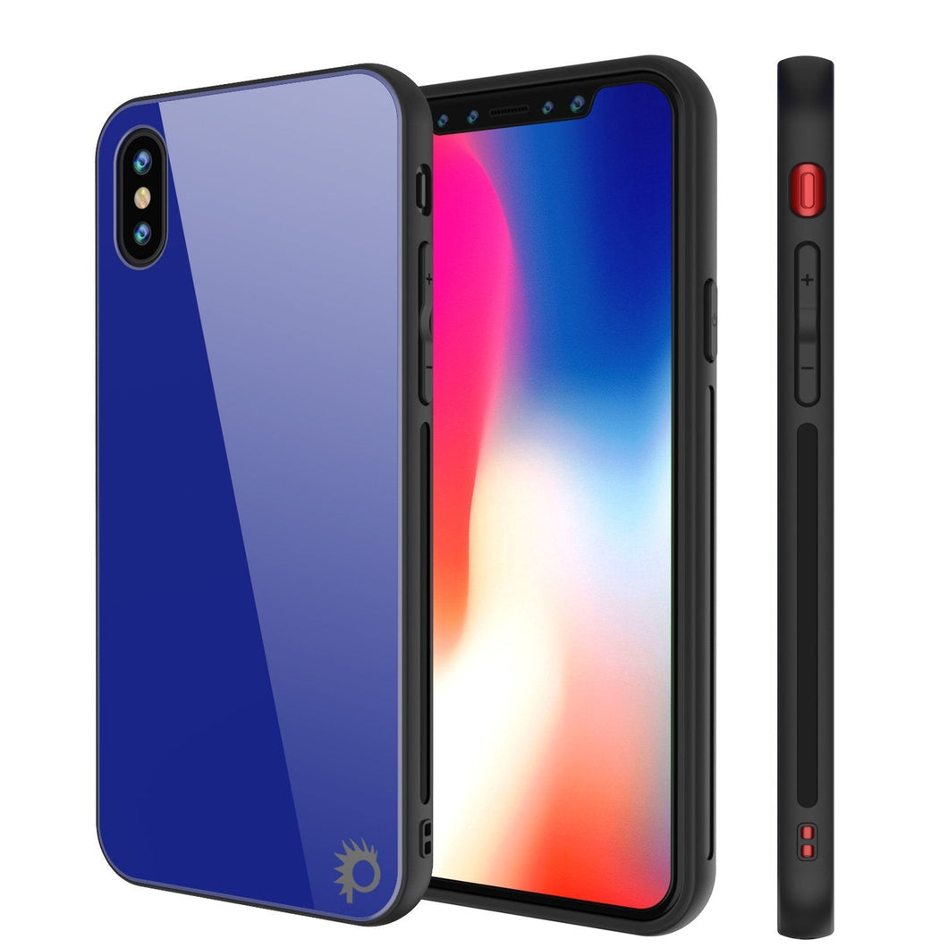 iPhone 8 Case, Punkcase GlassShield Ultra Thin Protective 9H Full Body Tempered Glass Cover W/ Drop Protection & Non Slip Grip for Apple iPhone 7 / Apple iPhone 8 (Blue) (Color in image: Blue)